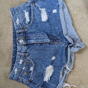 High-waisted jean shorts